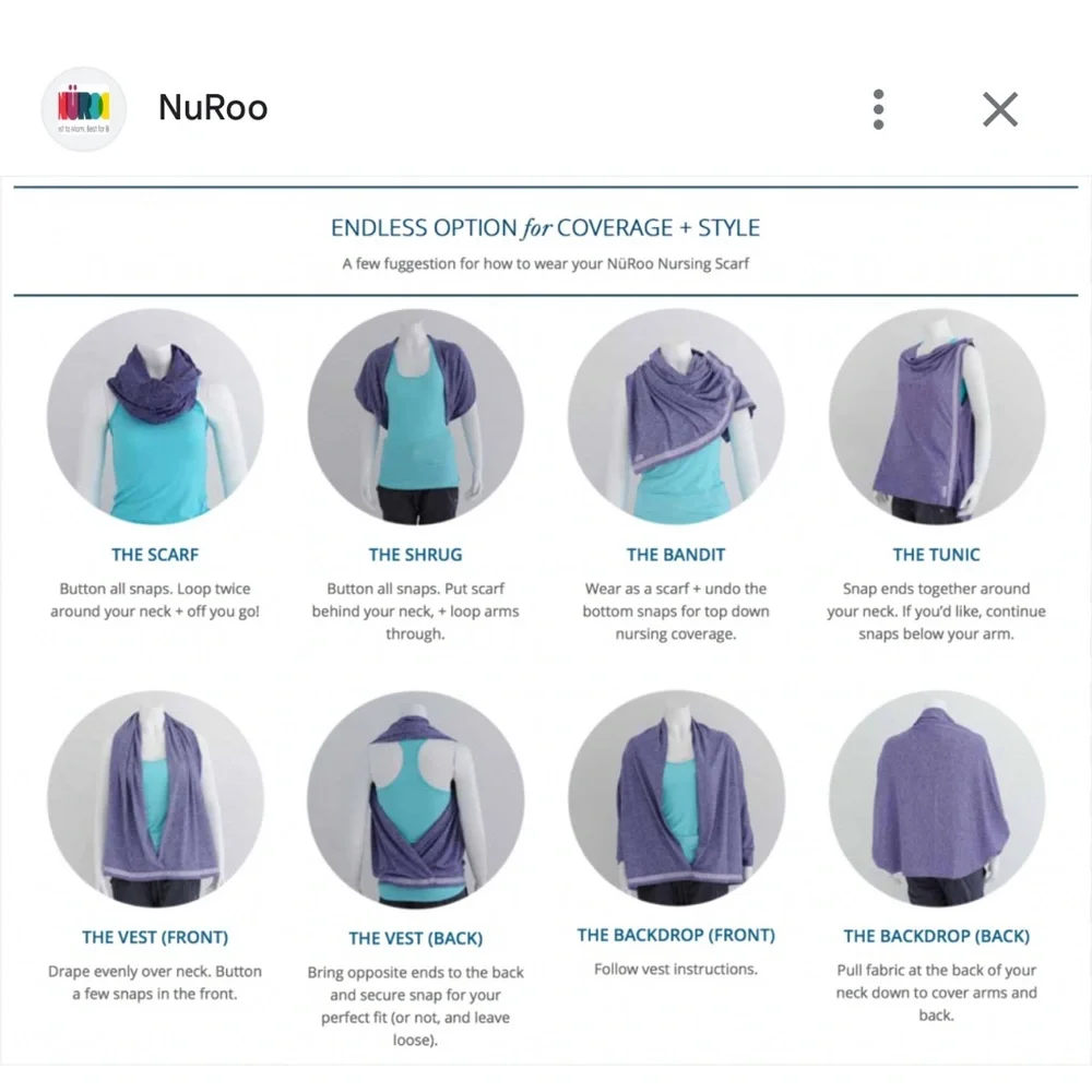 NuRoo Nursing Infinity Scarf Purple Stripe One‎ size Multi-way Snap closure